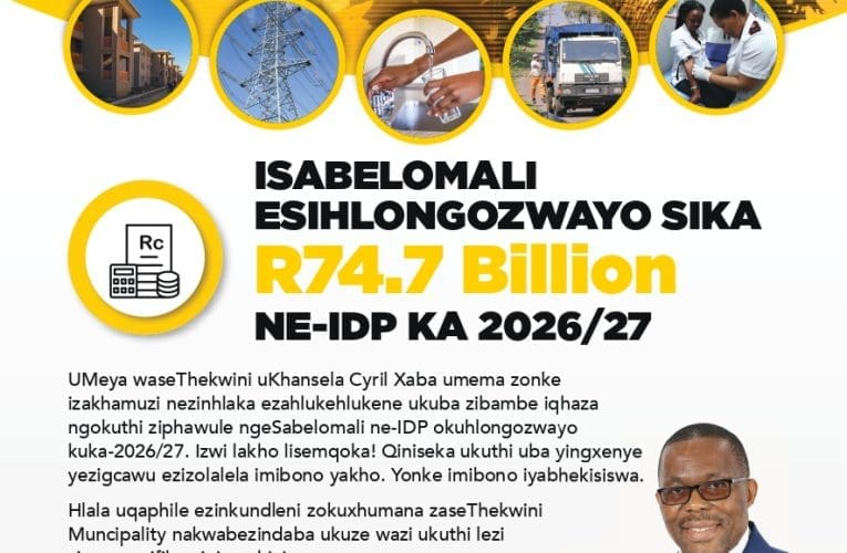 Isabelomali esihlongozwayo sika R74.7 billion ne-IDP ka 2026/27